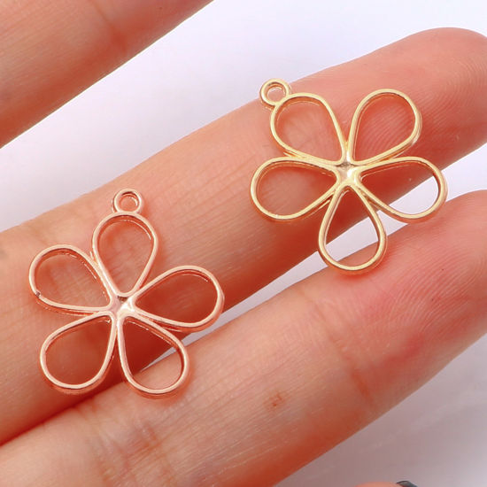 Picture of Zinc Based Alloy Charms Multicolor Flower Hollow 19mm x 17mm