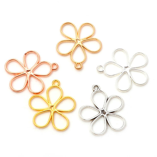 Picture of Zinc Based Alloy Charms Multicolor Flower Hollow 19mm x 17mm