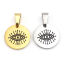Picture of Vacuum Plating 304 Stainless Steel Religious Charm Pendant Multicolor Round Disc Eye of Providence/ All-seeing Eye Enamel