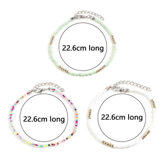 Image de Ensemble de Bracelet de Cheville Style Bohème en Résine Multicolore Perlé 1 Kit
