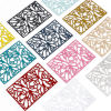 Picture of Iron Based Alloy Filigree Stamping Pendants Multicolor Rectangle Painted 5.3cm x 3.6cm, 5 PCs