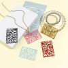 Picture of Iron Based Alloy Filigree Stamping Pendants Multicolor Rectangle Painted 5.3cm x 3.6cm, 5 PCs