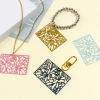 Picture of Iron Based Alloy Filigree Stamping Pendants Multicolor Rectangle Painted 5.3cm x 3.6cm, 5 PCs