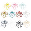 Picture of Iron Based Alloy Filigree Stamping Pendants Multicolor Flower Painted 3.4cm x 3.1cm, 10 PCs