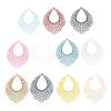 Picture of Iron Based Alloy Filigree Stamping Pendants Multicolor Drop Fish Scale Painted 4.5cm x 3.6cm, 5 PCs
