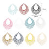 Picture of Iron Based Alloy Filigree Stamping Pendants Multicolor Drop Fish Scale Painted 4.5cm x 3.6cm, 5 PCs