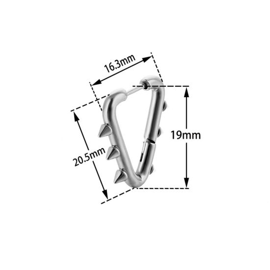 Bild von Edelstahl Punk Ohrreifen Bunt Niete Dreieck 19mm x 16.3mm, Drahtstärke: (18 gauge), 2 Stück