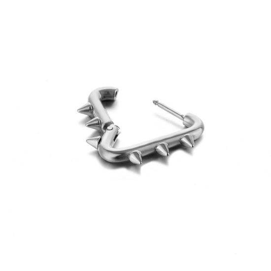Bild von Edelstahl Punk Ohrreifen Bunt Niete Dreieck 19mm x 16.3mm, Drahtstärke: (18 gauge), 2 Stück