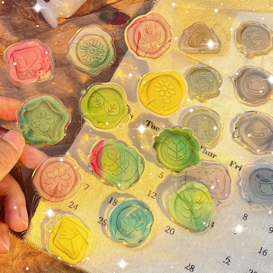 Изображение Resin Waterproof Retro Literary DIY Scrapbook Seal Stickers Decoration