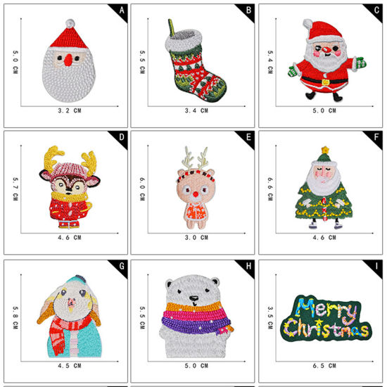 テリレン クリスマス アイロンのパッチ（接着剤付き） DIY スクラップブッキング クラフト 多色 刺繍 5 個 の画像