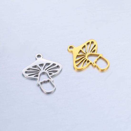Imagen de 304 Acero Inoxidable Colgantes Charms Seta Multicolor 17mm x 14.5mm, 5 Unidades