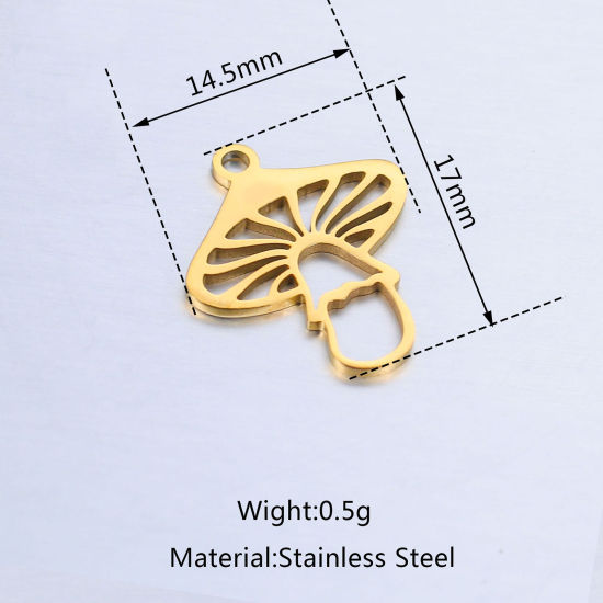 Imagen de 304 Acero Inoxidable Colgantes Charms Seta Multicolor 17mm x 14.5mm, 5 Unidades