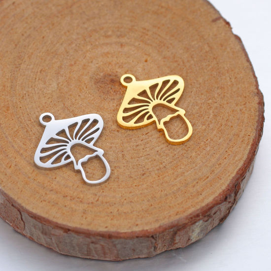 Imagen de 304 Acero Inoxidable Colgantes Charms Seta Multicolor 17mm x 14.5mm, 5 Unidades
