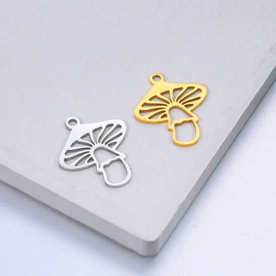 Imagen de 304 Acero Inoxidable Colgantes Charms Seta Multicolor 17mm x 14.5mm, 5 Unidades