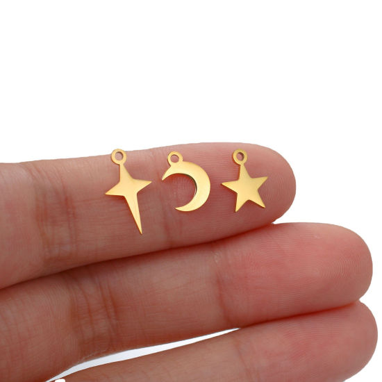 Picture of 304 Stainless Steel Galaxy Charms Multicolor Star Moon Polished