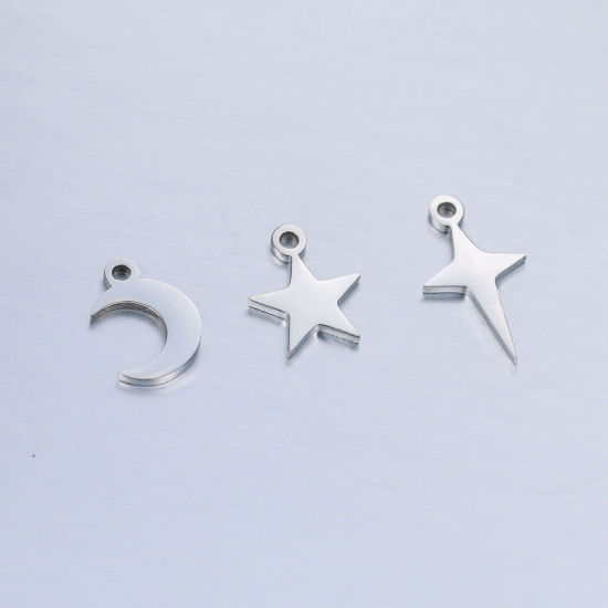 Picture of 304 Stainless Steel Galaxy Charms Multicolor Star Moon Polished