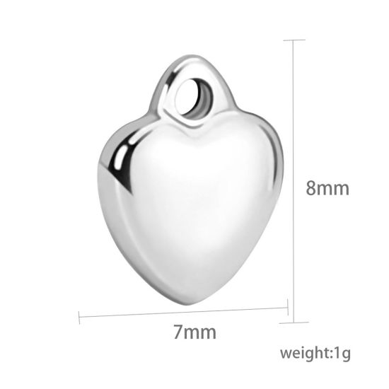 Picture of 304 Stainless Steel Valentine's Day Charms Multicolor Heart Polished 8mm x 7mm