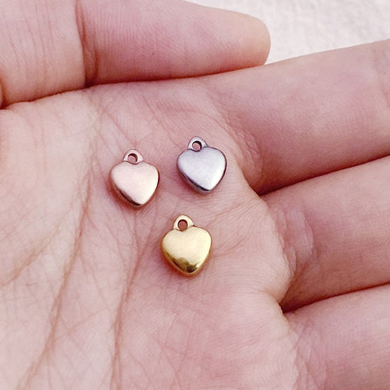 Picture of 304 Stainless Steel Valentine's Day Charms Multicolor Heart Polished 8mm x 7mm