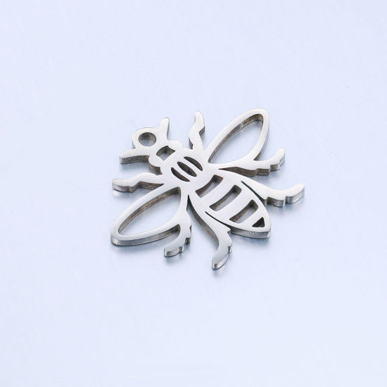 Imagen de 304 Acero Inoxidable Insecto Colgantes Charms Abejas Multicolor Hueco 18.5mm x 15mm, 5 Unidades