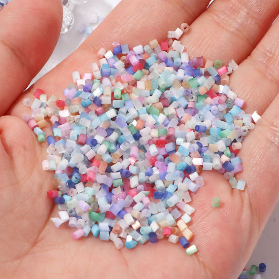 Picture of Glass Seed Beads Cylinder Multicolor Cat's Eye Imitation About 2mm x 2mm