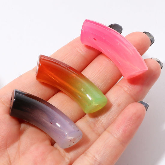Imagen de Acrílico Cuentas Tubo Curvado , Multicolor Degradado de Color 3.7cm x 1.2cm, Agujero: Aprox 2.4mm, 20 Unidades