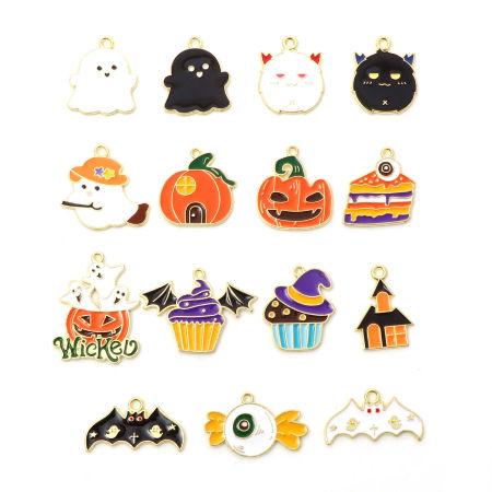 Zinc Based Alloy Halloween Charms Gold Plated Multicolor Enamel