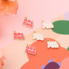Imagen de Zamak Colgantes Charms Chapado en Oro Multicolor Mensaje " GRL PWR " Esmalte 18mm x 15mm, 10 Unidades