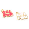 Imagen de Zamak Colgantes Charms Chapado en Oro Multicolor Mensaje " GRL PWR " Esmalte 18mm x 15mm, 10 Unidades