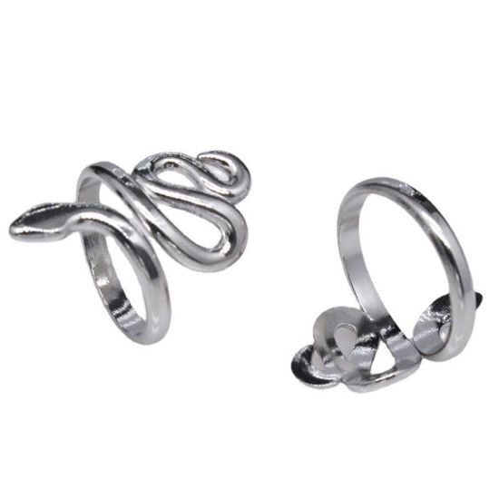 Picture of Stainless Steel Punk Open Adjustable Rings Multicolor Snake Animal