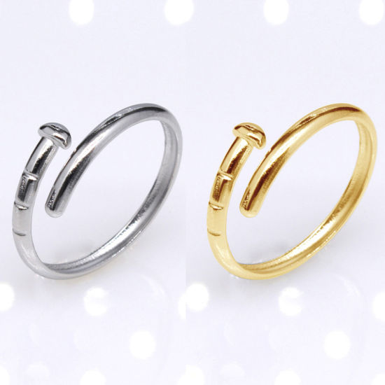 Picture of Stainless Steel Punk Open Adjustable Rings Multicolor Nail