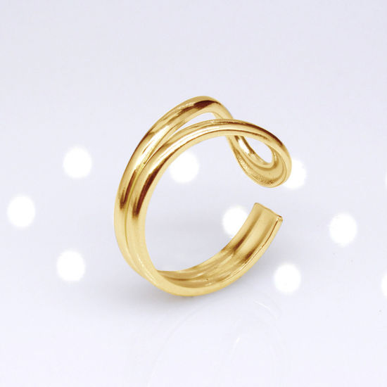 Picture of Stainless Steel Punk Open Adjustable Rings Multicolor Geometric Hollow