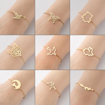 Stainless Steel Pet Silhouette Bracelets Multicolor 13.5cm(5 3/8") long