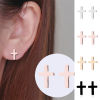Picture of Stainless Steel Stylish Ear Post Stud Earrings Multicolor Cross 8mm x 5mm