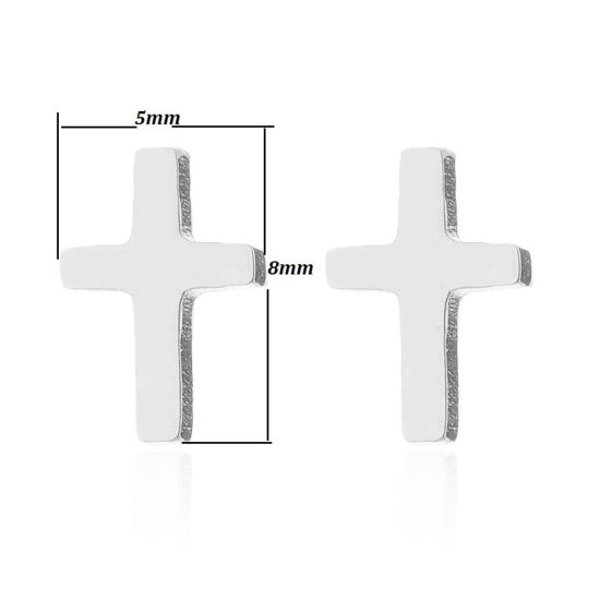 Bild von Edelstahl Stilvoll Ohrring Ohrstecker Bunt Kreuz 8mm x 5mm, Drahtstärke: (18 gauge), 3 Paare