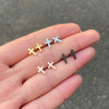 Picture of Stainless Steel Stylish Ear Post Stud Earrings Multicolor Cross 8mm x 5mm