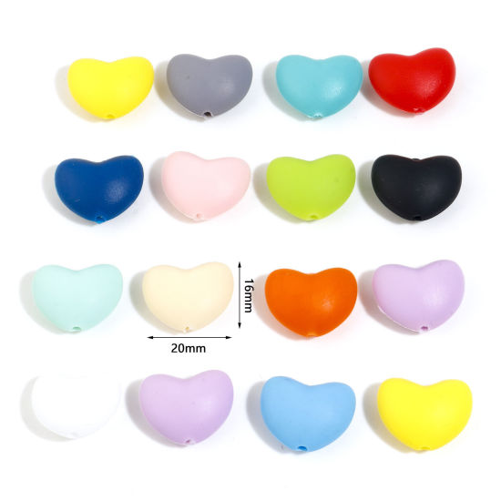 Picture of Silicone Valentine's Day Spacer Beads Heart Multicolor About 20mm x 16mm