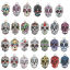Picture of Zinc Based Alloy Halloween Charms Silver Tone Multicolor Sugar Skull Enamel 23mm x 15mm