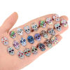 Picture of Zinc Based Alloy Halloween Charms Silver Tone Multicolor Sugar Skull Enamel 23mm x 15mm