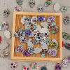 Picture of Zinc Based Alloy Halloween Charms Silver Tone Multicolor Sugar Skull Enamel 23mm x 15mm
