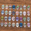 Picture of Zinc Based Alloy Halloween Charms Silver Tone Multicolor Sugar Skull Enamel 23mm x 15mm