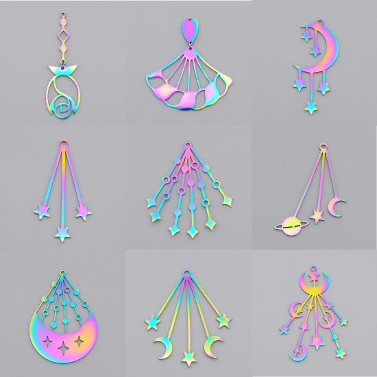 Immagine di Acciaio Inossidabile Galassia Ciondoli Luna Multicolore Stella 1 Pz