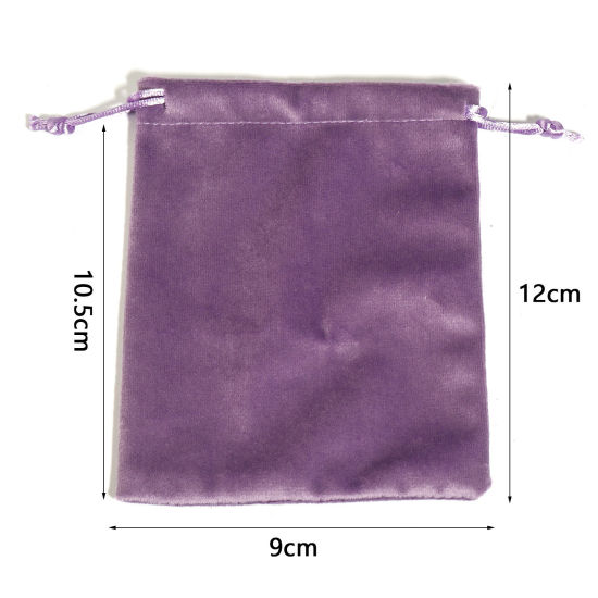 Picture of Velvet Drawstring Bags For Gift Jewelry Rectangle Multicolor (Usable Space: Approx 13.5x12cm) 12cm x 9cm
