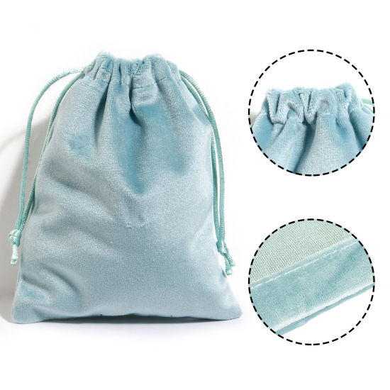 Picture of Velvet Drawstring Bags For Gift Jewelry Rectangle Multicolor (Usable Space: Approx 13.5x12cm) 15cm x 12cm