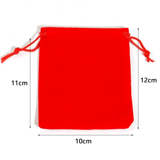 Picture of Velvet Drawstring Bags For Gift Jewelry Rectangle Multicolor (Usable Space: Approx 11x10cm) 12cm x 10cm