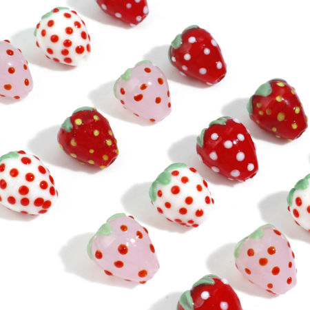 10 Pcs Pack, Strawberry Beads Handmade Lampwork Glass Beads at Rs 149.00, Lampwork Beads