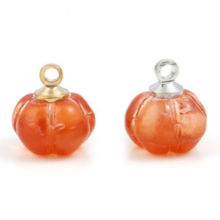 Vidrio Murano Halloween de Colgantes Charms Calabaza , Naranja 11mm x 10mm, 5 Unidades
