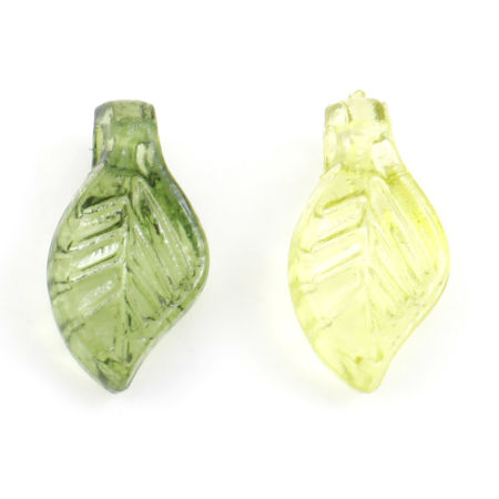 Vidrio Murano de Colgantes Charms Hoja , Verde 10mm x 5mm, 100 Unidades