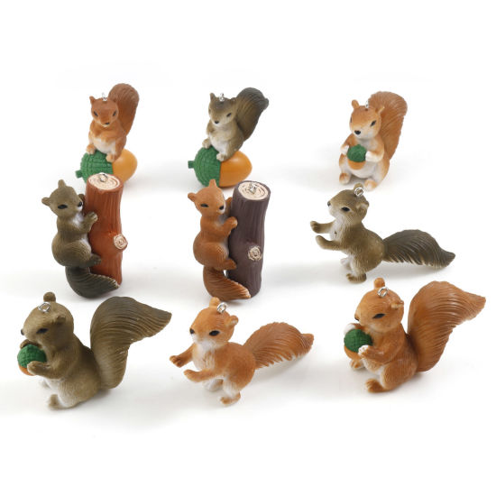 Picture of Resin 3D Pendants Squirrel Animal Silver Tone Multicolor