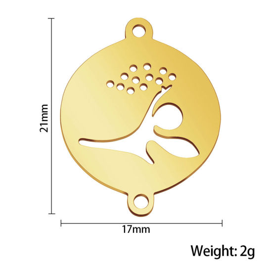 Immagine di 304 Acciaio Inossidabile Connettore Tondo Multicolore Fata Filigrana 21mm x 17mm, 2 Pz