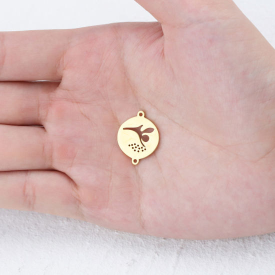 Immagine di 304 Acciaio Inossidabile Connettore Tondo Multicolore Fata Filigrana 21mm x 17mm, 2 Pz